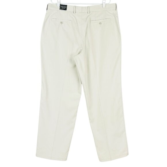 Pebble Beach Men's Performance Straight Flat Front Cream Pants Size 38x32 NWT - Picture 2 of 15